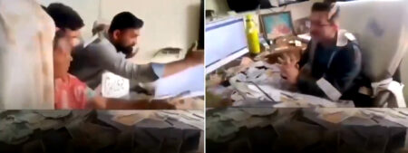 दूषित पानी के मामले में भ्रष्टाचार का आरोप लगाते हुए नोटों के बंडल फेंकने की घटना