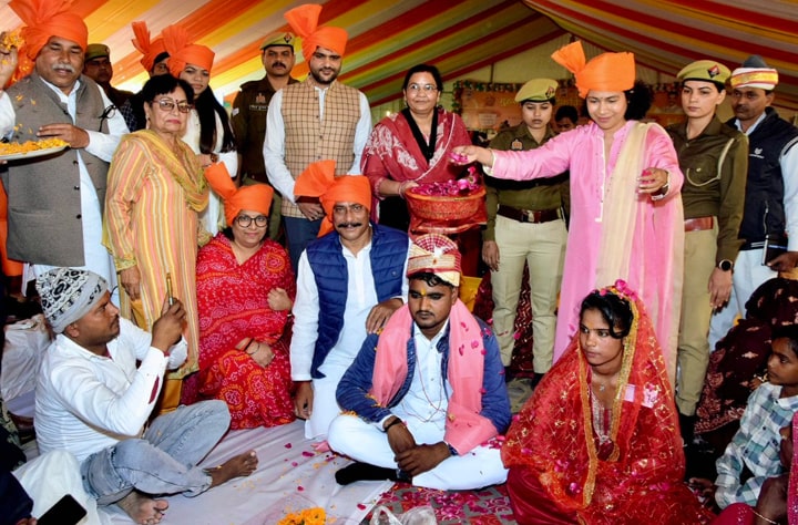 Community weddings for 896 couples under the Chief Minister's Mass Marriage Scheme in Lakhimpur Kheri. A dignified start to their new lives with full support and no financial burden.