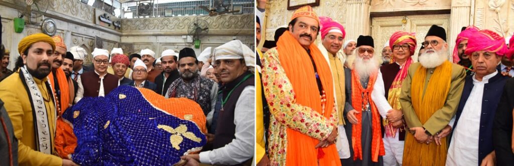 Union Minister Rijiju offered a ceremonial cloth on behalf of PM Modi at the Ajmer Dargah, and was welcomed by Suresh Rawat.