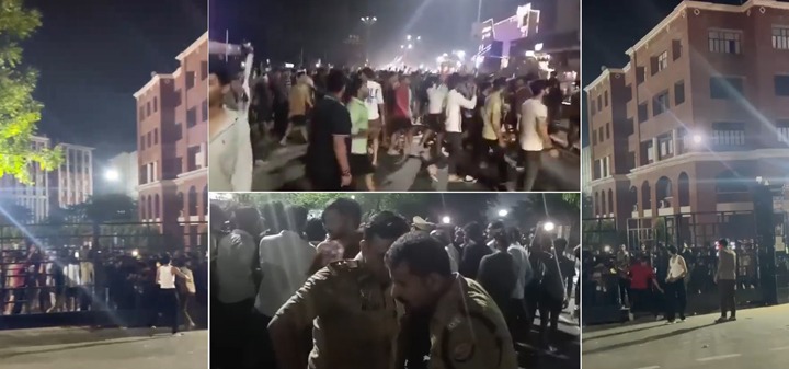 Lucknow: Warden brutally beats female student at BBD University hostel, breaking her arm; enraged students beat the warden and vandalize the campus.