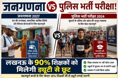 जनगणना vs पुलिस भर्ती परीक्षा! लखनऊ के 90% शिक्षकों को मिलेगी ड्यूटी से छूट Census vs. Police Recruitment Exam! 90% of Lucknow's Teachers to Receive Exemption from Duty