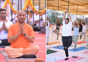 An ocean of yoga enthusiasts surges in Aligarh, embodying the spirit of ‘Yogah Karmasu Kaushalam’ (Yoga is excellence in action).