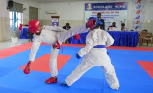 Excitement at the CISCE Zonal Karate Tournament at Scholars Home; students display their prowess.