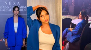 Krishna Gautam’s classy glamour in a blue blazer; the magic of power dressing takes over the red carpet.