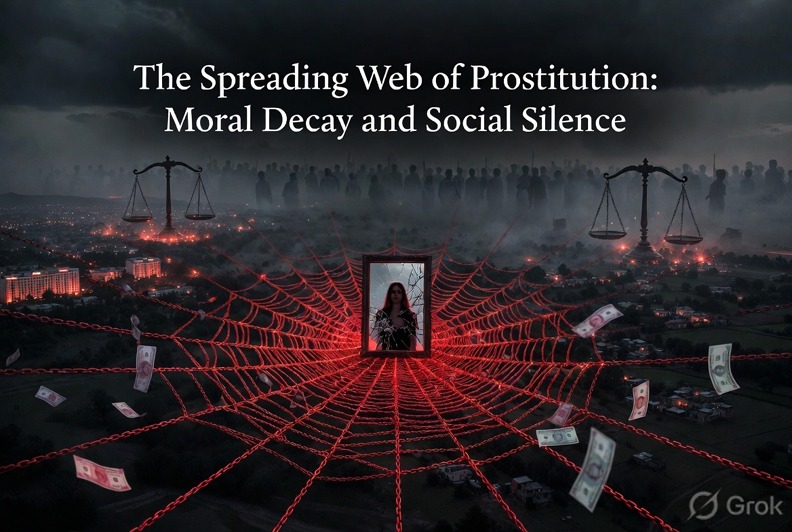 The spreading web of prostitution: Moral decay and social silence.