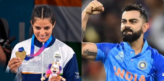 विराट कोहली की मदद से चमक उठी हरियाणा की बेटी साक्षी चौधरी, कॉमनवेल्थ में मारा गोल्डन पंच Haryana’s Sakshi Chaudhary shines with Virat Kohli’s support; lands a 'golden punch' at the Commonwealth Games.