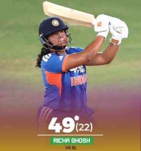 Indian women storm the Asiad final; Sri Lanka set a target of 217 runs; Mandhana and Shafali get off to an explosive start, while Richa Ghosh wreaks havoc.